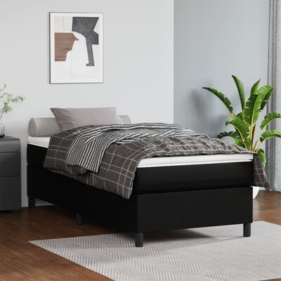 vidaXL Cama box spring con colchón cuero sintético negro 100x200 cm