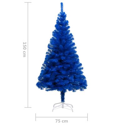 vidaXL Árbol de Navidad preiluminado con luces y bolas azul 150 cm