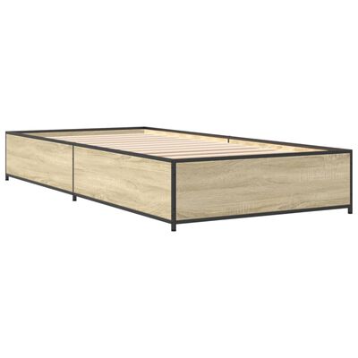 vidaXL Estructura cama madera ingeniería metal roble Sonoma 75x190 cm