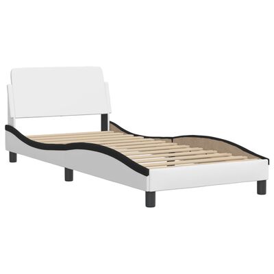 vidaXL Cama con colchón cuero sintético blanco y negro 90x190 cm