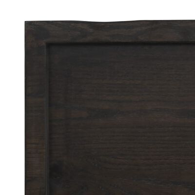 vidaXL Encimera baño madera maciza tratada marrón oscuro 80x60x(2-4)cm