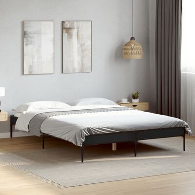 vidaXL Estructura de cama madera de ingeniería y metal negro 135x190cm