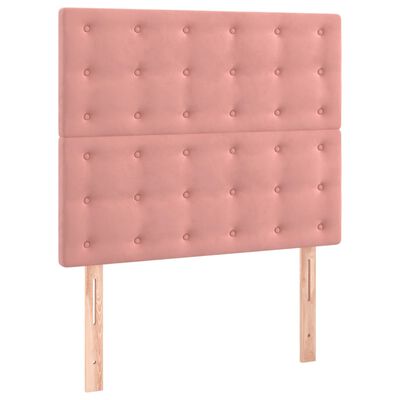 vidaXL Cama box spring con colchón terciopelo rosa 90x190 cm