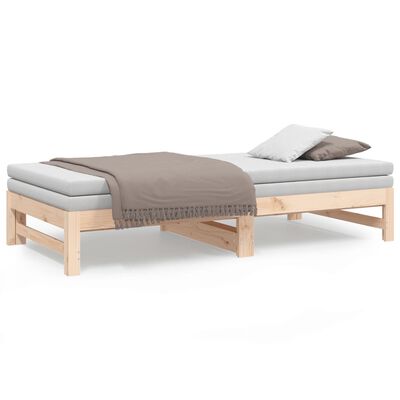 vidaXL Sofá cama extraíble madera maciza de pino 2x(75x190) cm