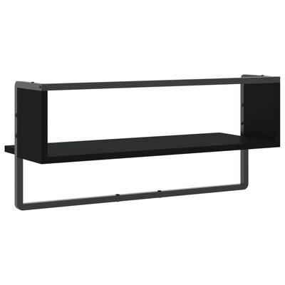 vidaXL Estante de pared con barra negro 65x25x30 cm