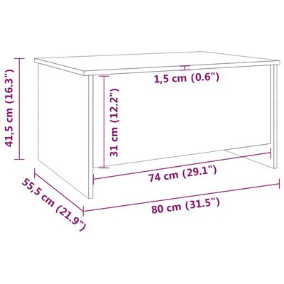 vidaXL Mesa de centro madera ingeniería blanco brillo 80x55,5x41,5 cm