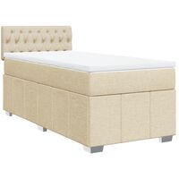 vidaXL Cama box spring con colchón tela color crema 90x190 cm