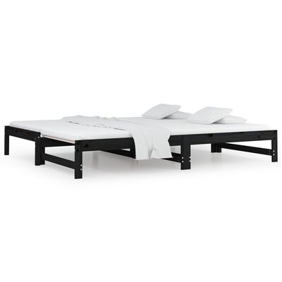 vidaXL Sofá cama extraíble madera maciza de pino negro 2x(80x200) cm