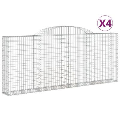 vidaXL Cestas de gaviones 4 uds forma de arco hierro 300x30x120/140 cm