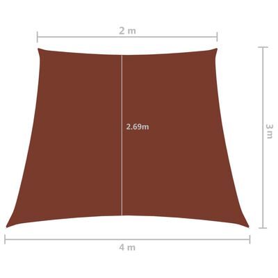 vidaXL Toldo de vela trapezoidal de tela oxford terracota 2/4x3 m