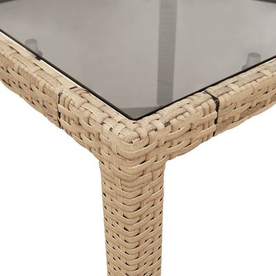 vidaXL Mesa de jardín superficie de vidrio ratán PE beige 150x90x75 cm