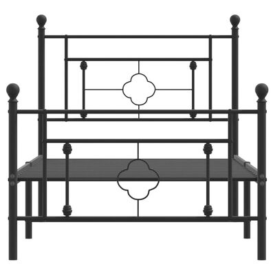 vidaXL Estructura cama sin colchón con estribo metal negro 90x200 cm