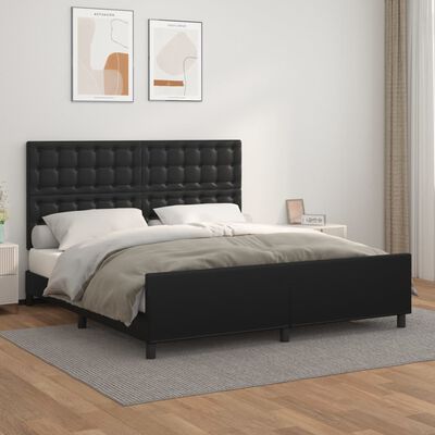 vidaXL Estructura de cama con cabecero cuero sintético negro 160x200cm