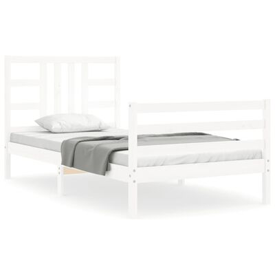 vidaXL Estructura de cama con cabecero madera maciza blanco 90x200 cm