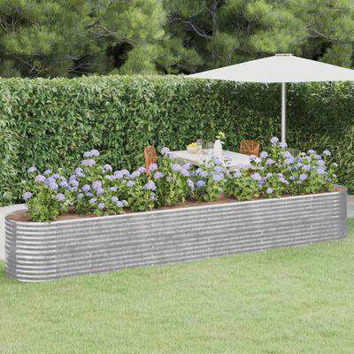 vidaXL Jardinera arriate acero recubrimiento polvo plata 440x80x68 cm