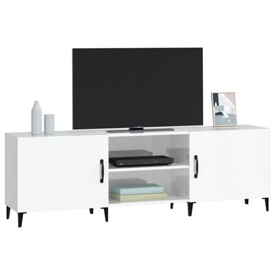 vidaXL Mueble de TV madera de ingeniería blanco brillante 150x30x50 cm