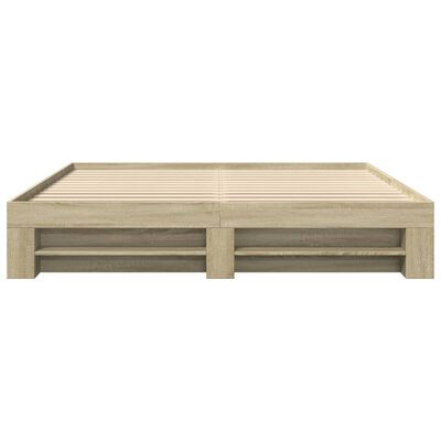 vidaXL Estructura de cama madera de ingeniería roble Sonoma 200x200 cm