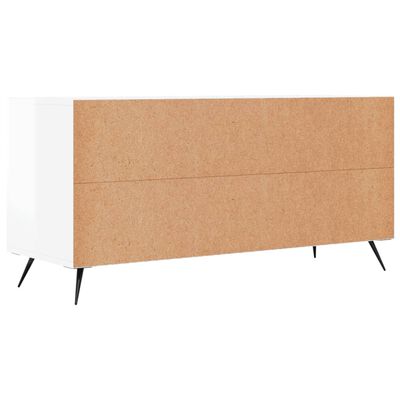 vidaXL Mueble de TV madera contrachapada blanco brillo 102x36x50 cm