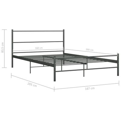 vidaXL Estructura de cama de metal gris 160x200 cm