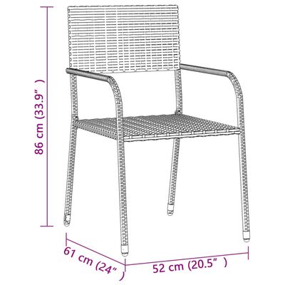 vidaXL Juego de comedor de jardín 7 piezas ratán sintético negro