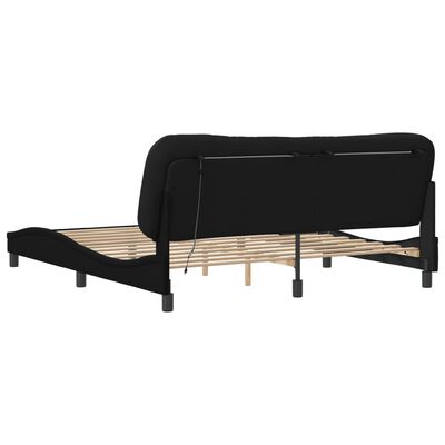 vidaXL Estructura de cama con luces LED tela negro 180x200 cm