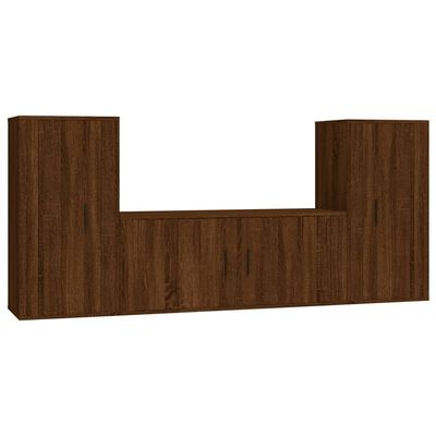 vidaXL Set de muebles para TV 3 pzas madera contrachapada roble marrón