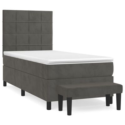 vidaXL Cama box spring con colchón terciopelo gris oscuro 90x190 cm