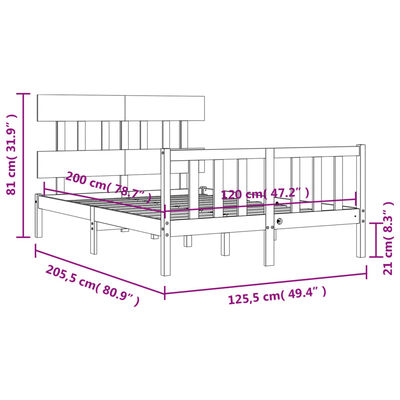 vidaXL Estructura de cama con cabecero madera maciza blanco 120x200 cm