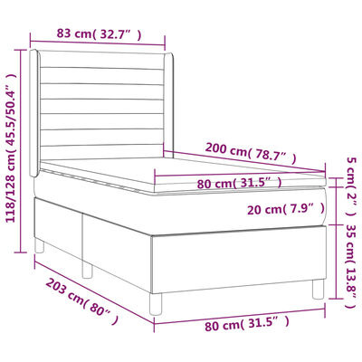 vidaXL Cama box spring con colchón terciopelo azul oscuro 80x200 cm