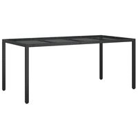 vidaXL Mesa jardín vidrio templado ratán sintético negra 190x90x75 cm