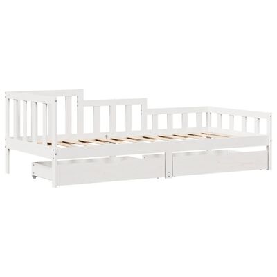 vidaXL Sofá cama con cajones madera maciza de pino blanco 90x200 cm