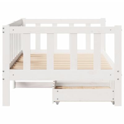 vidaXL Sofá cama con cajones madera maciza de pino blanca 90x190 cm