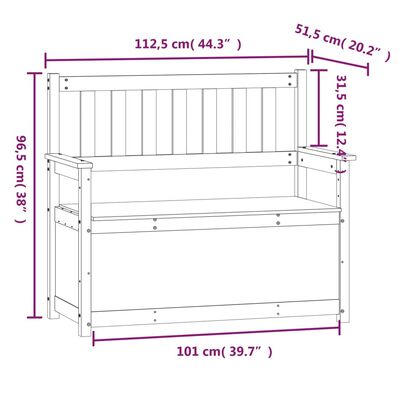 vidaXL Banco de madera maciza pino marrón miel 112,5x51,5x96,5 cm