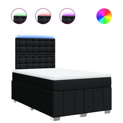 vidaXL Cama box spring con colchón tela negro 120x200 cm