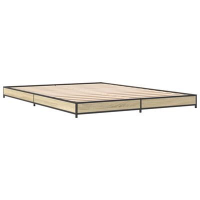 vidaXL Estructura cama madera ingeniería metal roble Sonoma 135x190 cm