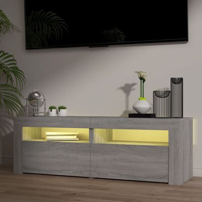 vidaXL Mueble de TV con luces LED gris Sonoma 120x35x40 cm