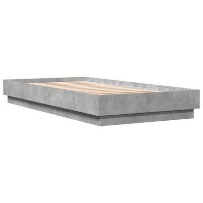 vidaXL Estructura de cama madera de ingeniería gris hormigón 75x190 cm