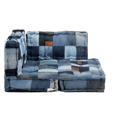 vidaXL Cojines para sofá de palets 3 pzas patchwork vaquero azul | vidaXL.es