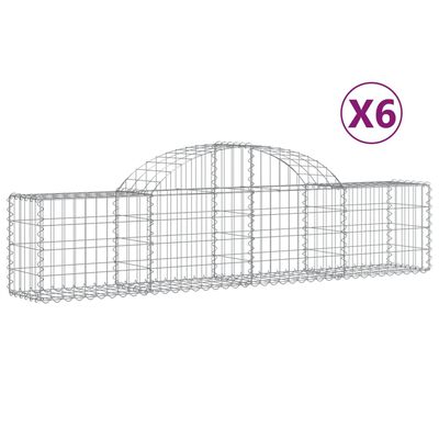 vidaXL Cestas de gaviones 6 uds forma de arco hierro 200x30x40/60 cm