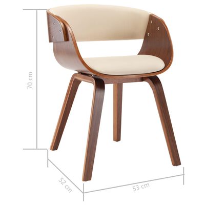 vidaXL Silla de comedor madera curvada y cuero sintético crema