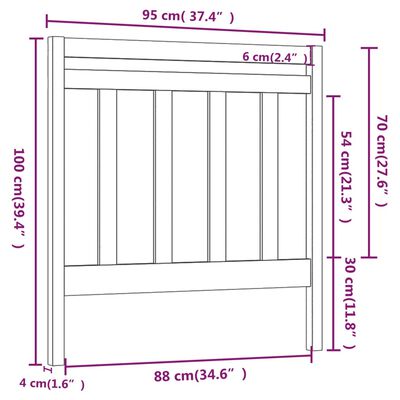 vidaXL Cabecero de cama madera maciza de pino blanco 95x4x100 cm