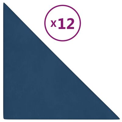 vidaXL Paneles de pared 12 uds terciopelo azul 30x30 cm 0,54 m²