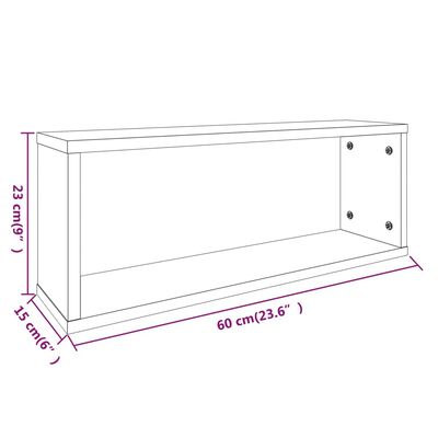 vidaXL Estantes cúbicos de pared 2 uds madera gris Sonoma 60x15x23 cm