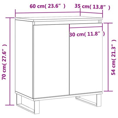 vidaXL Aparador de madera contrachapada gris hormigón 60x35x70 cm