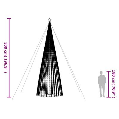 vidaXL Árbol de Navidad cono de luz 1544 LEDs de colores 500 cm