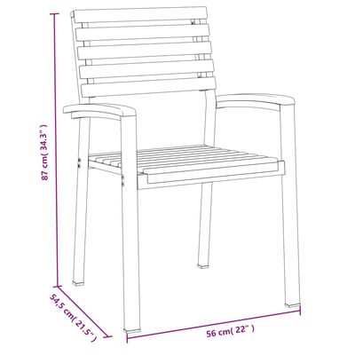 vidaXL Juego de comedor de jardín 5 pzas madera maciza acacia y metal