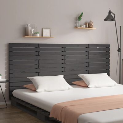 vidaXL Cabecero de cama de pared madera maciza pino gris 166x3x91,5 cm