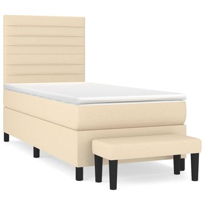 vidaXL Cama box spring con colchón tela color crema 90x190 cm