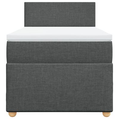 vidaXL Cama box spring individual con colchón tela gris oscuro