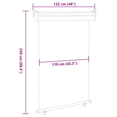 vidaXL Toldo lateral de balcón negro 122x250 cm